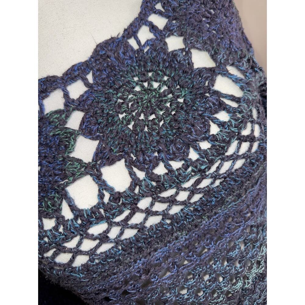 Free People Women’s XS Open Knit Crochet Sweater Boho Festival Purple‎ Blue - Picture 3 of 7